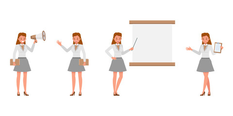 Teacher woman character vector design. Presentation in various action. no3