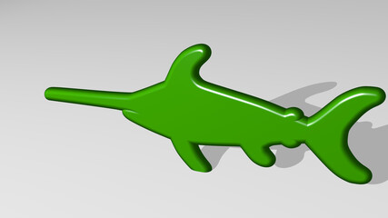 SWORDFISH 3D icon casting shadow. 3D illustration