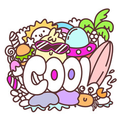 Obraz premium Cute doodle art cartoon for print