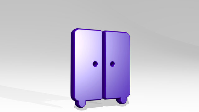 dresser wardrobe 3D icon casting shadow. 3D illustration. background and hair - Powered by Adobe
