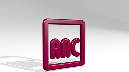 AUDIO DOCUMENT AAC 3D icon casting shadow. 3D illustration. background and music