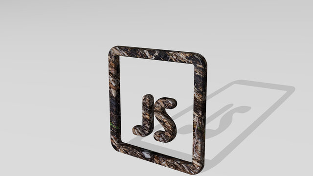 js 3D icon standing on the floor. 3D illustration