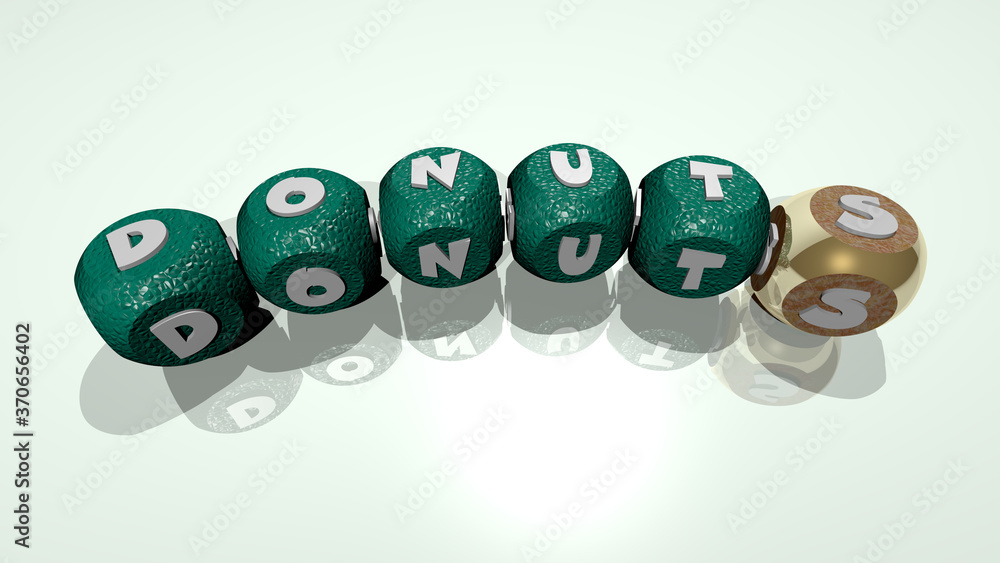 Poster donuts combined by dice letters and color crossing for the related meanings of the concept. backgrou