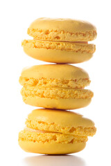 Three macaroons standing on top of each other