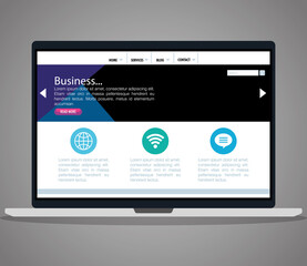 mockup responsive web, concept website development in laptop vector illustration design