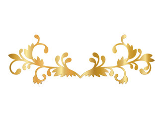 gold ornament in curved leaves shaped design of Decorative element theme Vector illustration