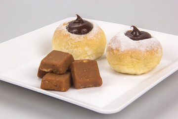Sweet bread stuffed with dulce de leche (doce de leite). Traditional Brazilian sweet