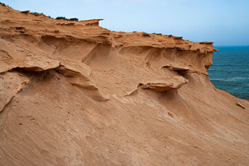 View to spectacular sandstone block formation on south of morocco