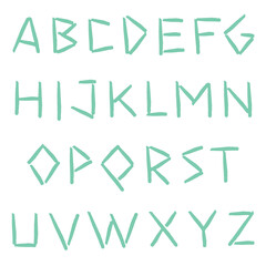 Hand-drawn angular letters of Latin alphabet