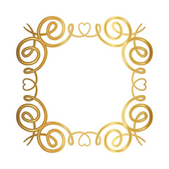 gold ornament frame with hearts shapes design of Decorative element theme Vector illustration