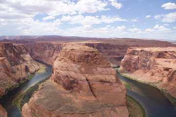 Scenic shot of Horseshoe Bend near Grand Canyon National Park, Arizona, with a green colored...
