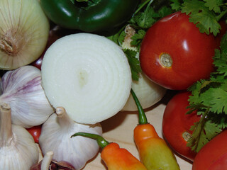 fresh vegetables on white background