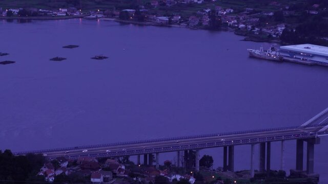 Vigo. Rias Baixas.Beautiful landscape of Ria de Vigo. Pontevedra. Galicia,Spain. Aerial Drone Footage
