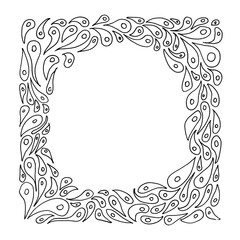 Hand-drawn with gel pen black and white frame.