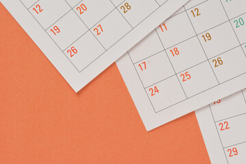 Calendar on a orange background