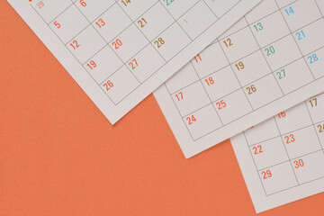 Calendar on a orange background