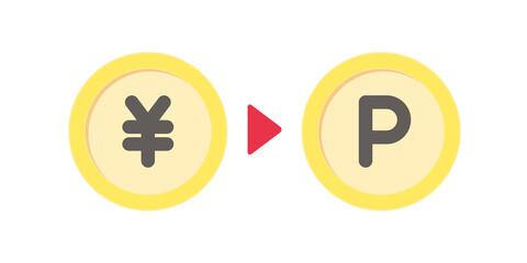 円からポイントへ交換 ベクターイラストアイコン