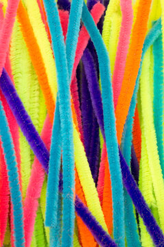 Blue,Green,Orange,Yellow and Pink Colorful Chenille sticks background