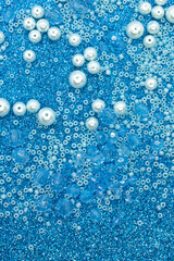 Blue Glass beads background