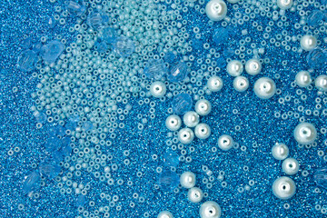 Blue Glass beads background