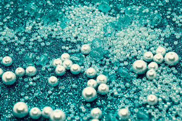 Turquoise Glass beads background