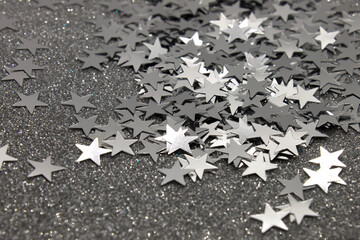 Silver Stars on a shiny background