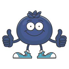 smiling blueberry fruit cartoon character