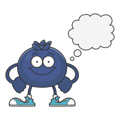 smiling blueberry fruit cartoon character