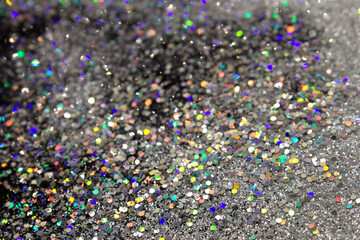 Black and silver glitter and sequins background