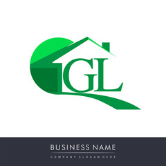 initial logo GL with house icon, business logo and property developer.