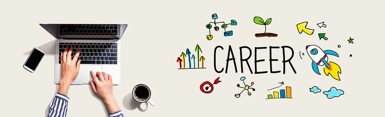 Career with person using a laptop computer