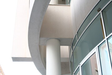 Detail of modern white concrete building with curves lines , Barcelona Museum of Contemporary Art