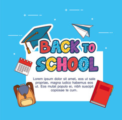 banner back to school, with set of supplies education vector illustration design