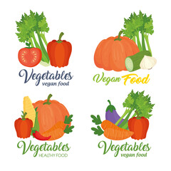 set of banners with vegetables, concept healthy food vector illustration design