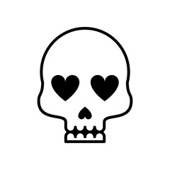 death skull head with hearts eyes line style icon