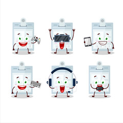 ID card cartoon character are playing games with various cute emoticons