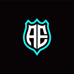 Initial A E letter with shield style logo template vector