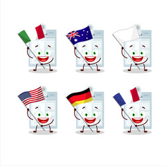 ID card cartoon character bring the flags of various countries