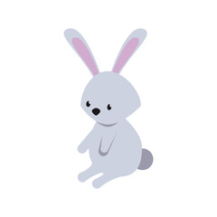 Fototapeta na wymiar cute rabbit front flat style icon