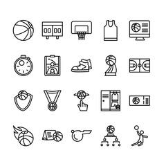 Set of Basketball outline icon Style