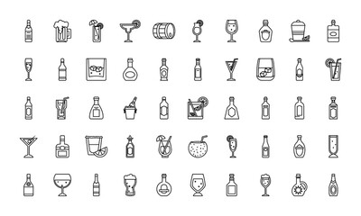 Fototapeta premium liquors icon set, line style
