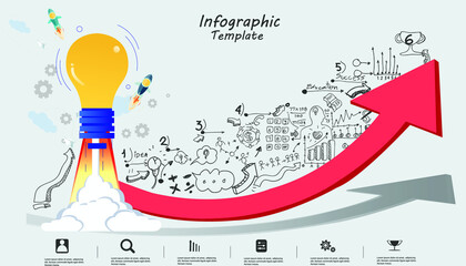 Light bulb think analyze creative work,flat design illustration Creativity modern Idea and Concept Vector Infographic template.