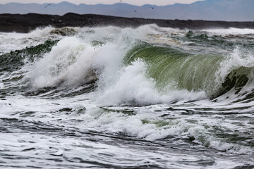 black Chukchi coast during a storm