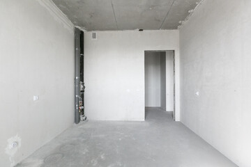 interior of the apartment without decoration in gray colors