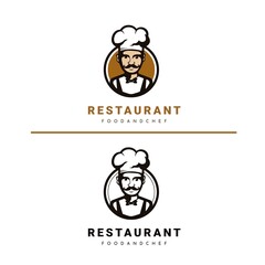Chef Food Logo Design Cartoon Kid Character Vector Illustration For Restaurant Modern Style