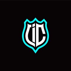 Initial I C letter with shield style logo template vector