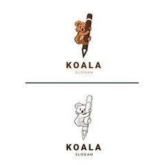 Creative koala and pencil draw logo design vector illustration © premgraphicriver