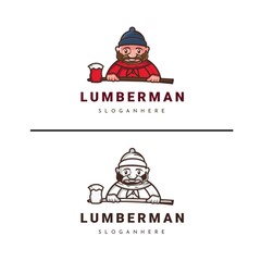 Lumber man logo design vector illustration cartoon style