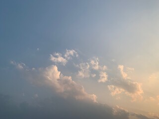 Naklejka na ściany i meble cumulonimbus cloud, blue orange sky background ep08