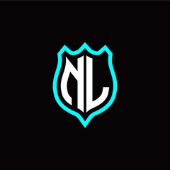 Initial N L letter with shield style logo template vector